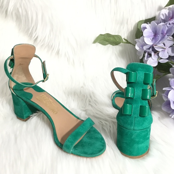 Salvatore Ferragamo Shoes - 🆕Salvatore Ferragamo Block Heel Sandal Bow Green